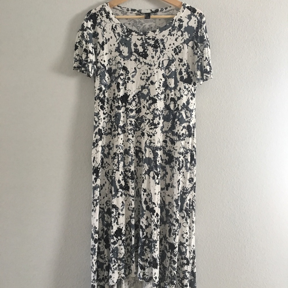 Navy blue and white high low T-shirt dress